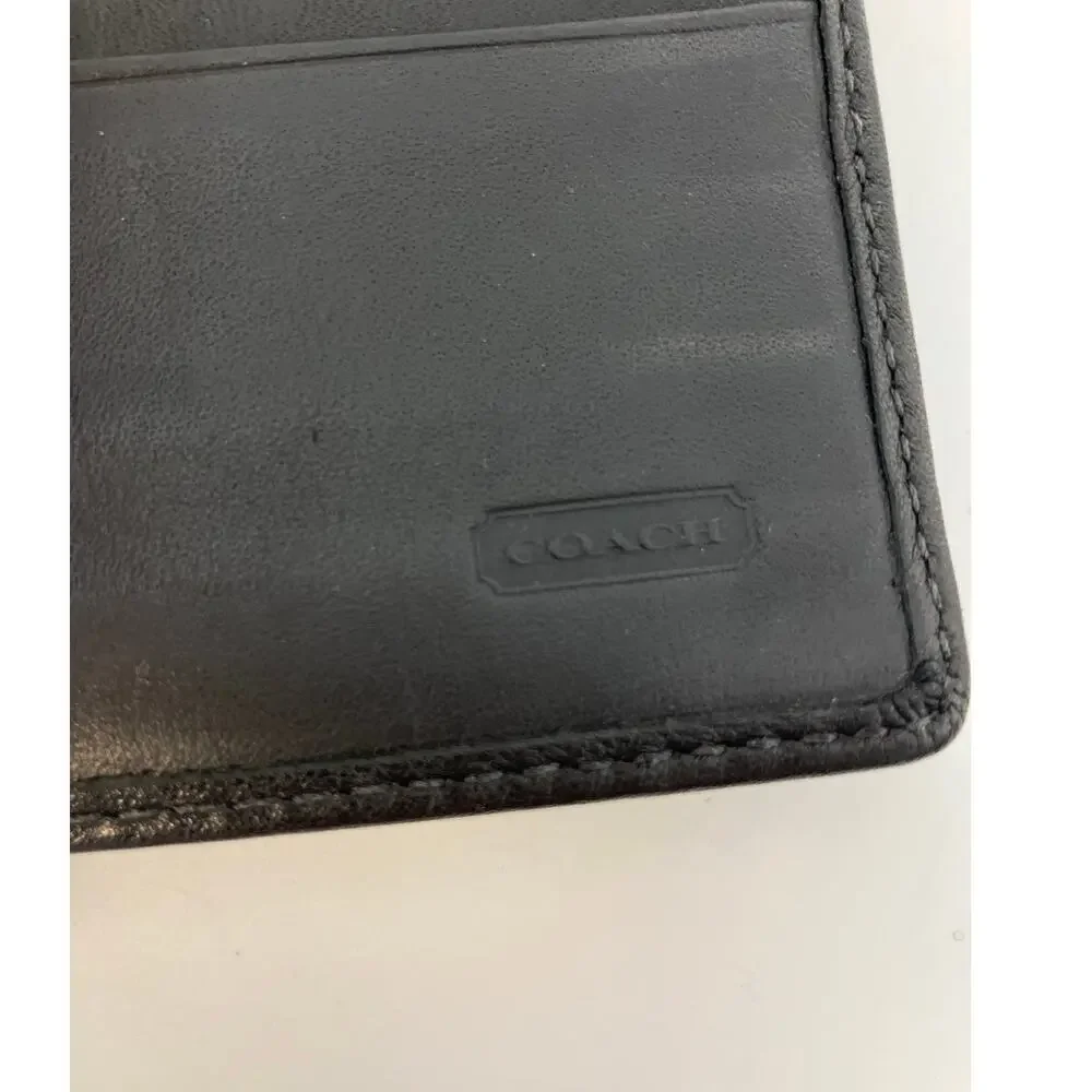 COACH LARGE BLACK SMOOTH LEATHER WALLET WITH EMBOSSED LOGO